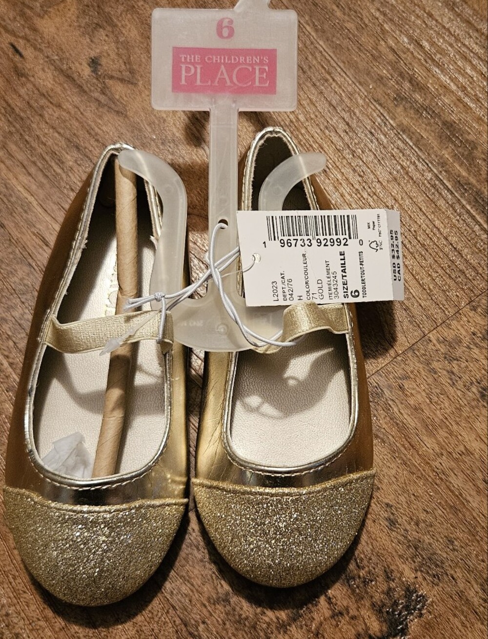 The Children's Place Gold Glitter Mary Jane Flats - Toddler Size 6